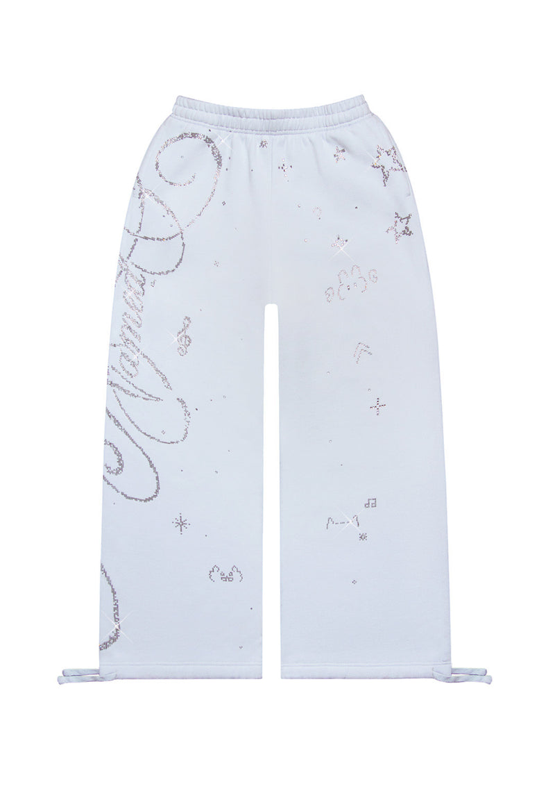 DREAMER RHINESTONE TEDDY OVERSIZED SWEATPANTS BABY BLUE