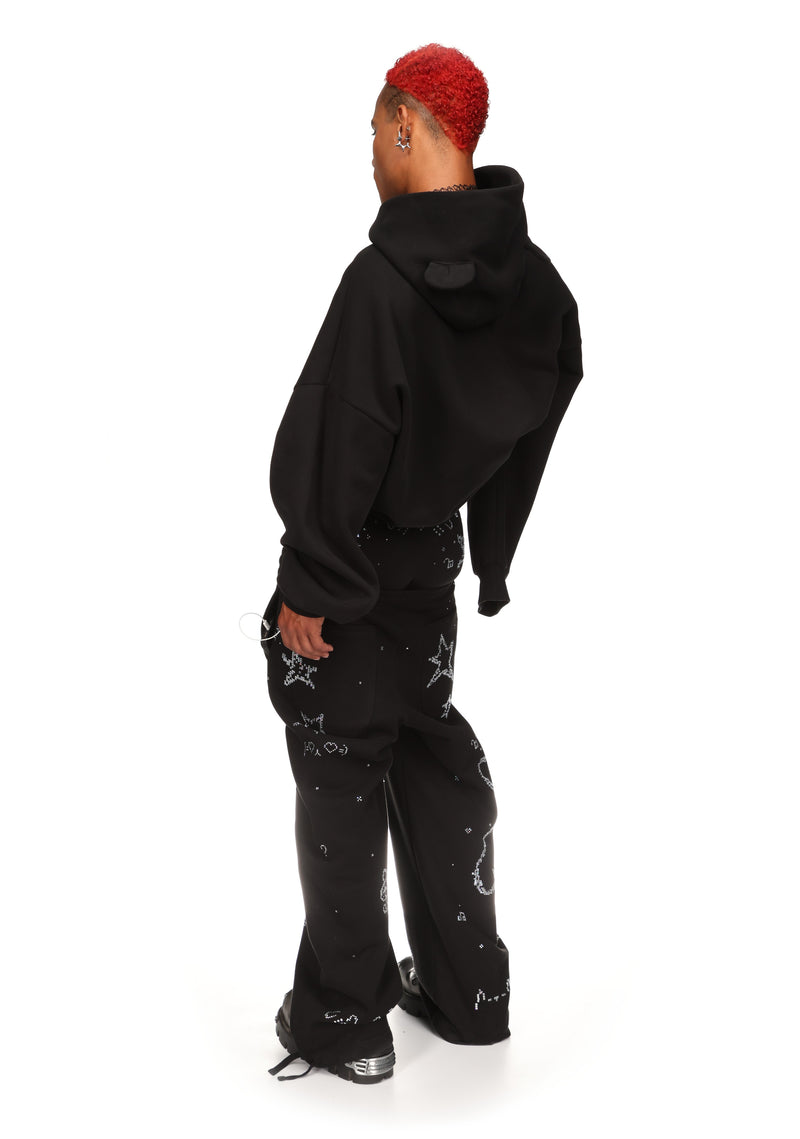 DREAMER RHINESTONE TEDDY OVERSIZED SWEATPANTS BLACK