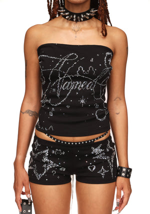 DREAMER RHINESTONE TUBE TOP BLACK