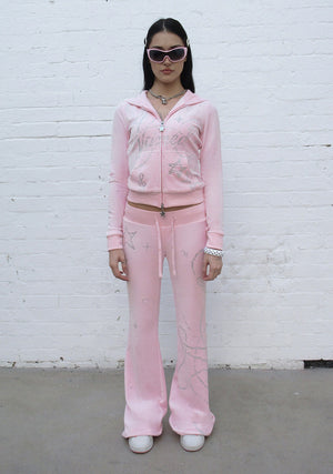 DREAMER RHINESTONE VELOUR SWEATPANTS BABY PINK
