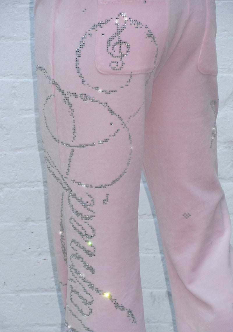 DREAMER RHINESTONE VELOUR SWEATPANTS BABY PINK