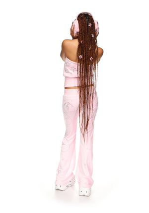 DREAMER RHINESTONE VELOUR TUBE TOP BABY PINK