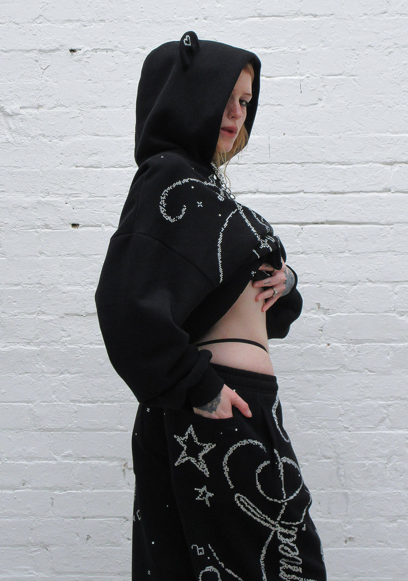DREAMER RHINESTONE TEDDY OVERSIZED SWEATPANTS BLACK