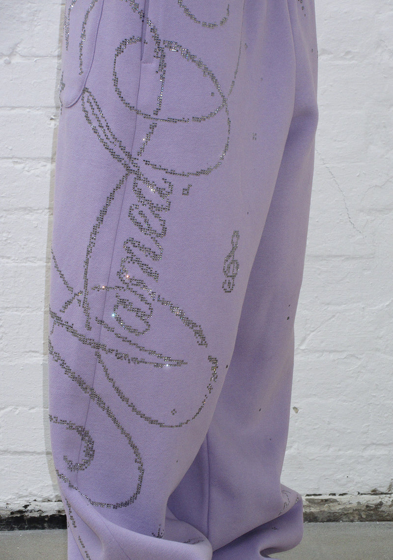 DREAMER RHINESTONE TEDDY OVERSIZED SWEATPANTS LILAC