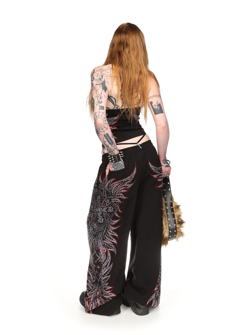DUSK RHINESTONE HALTERNECK TOP BLACK