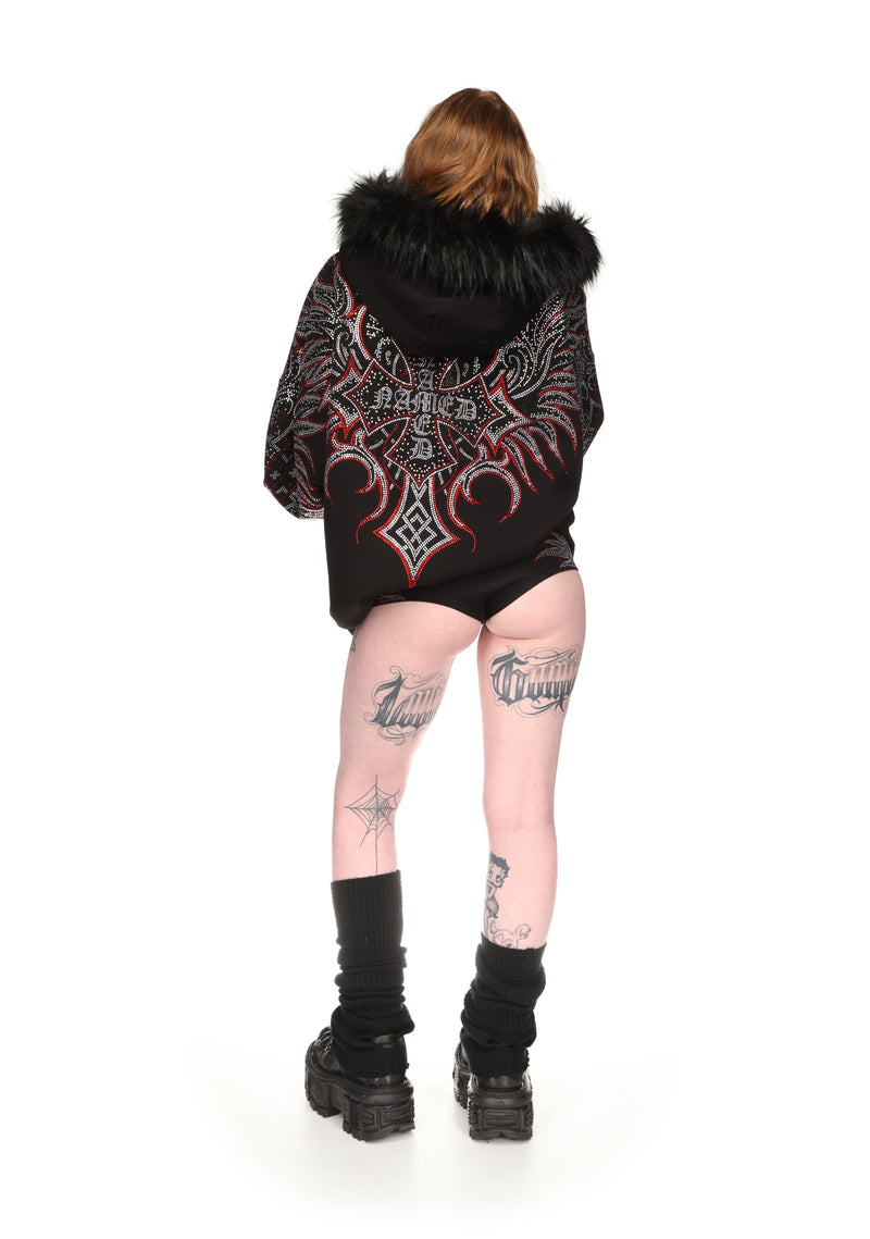 DUSK RHINESTONE HOTPANTS BLACK