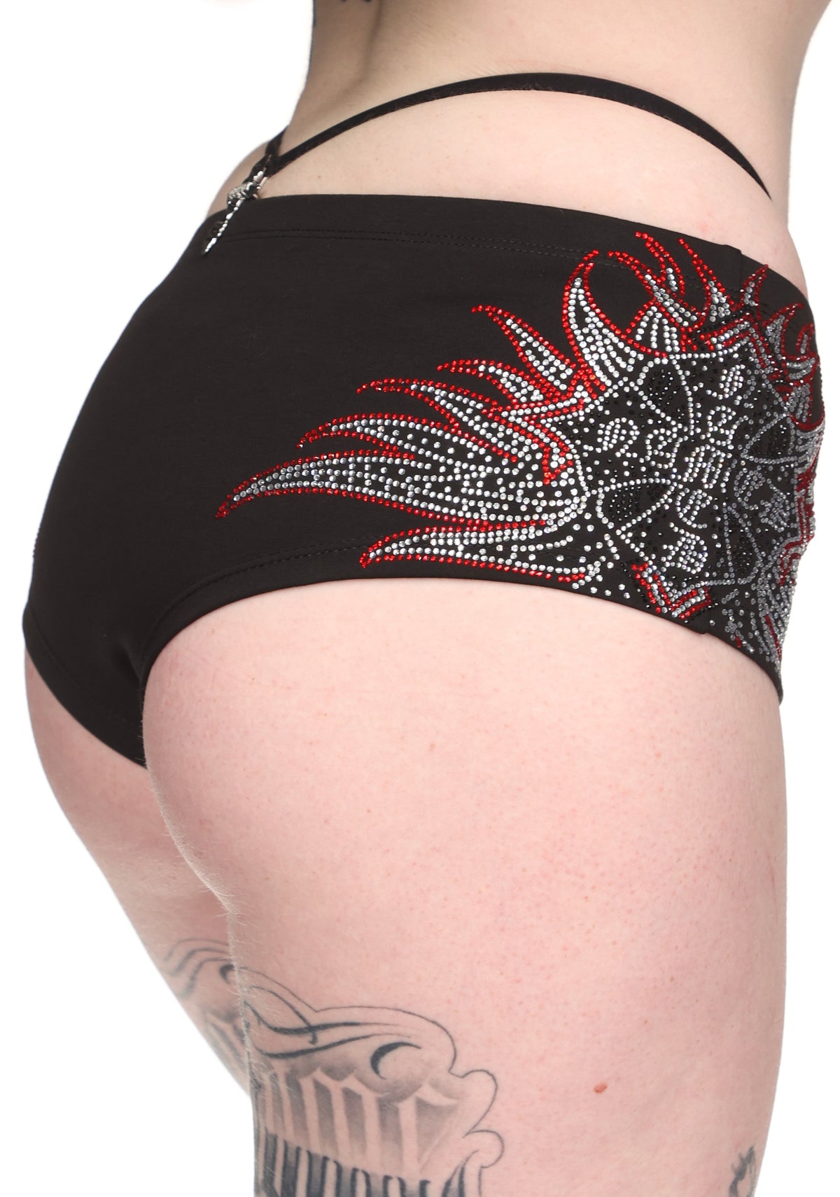 DUSK RHINESTONE HOTPANTS BLACK