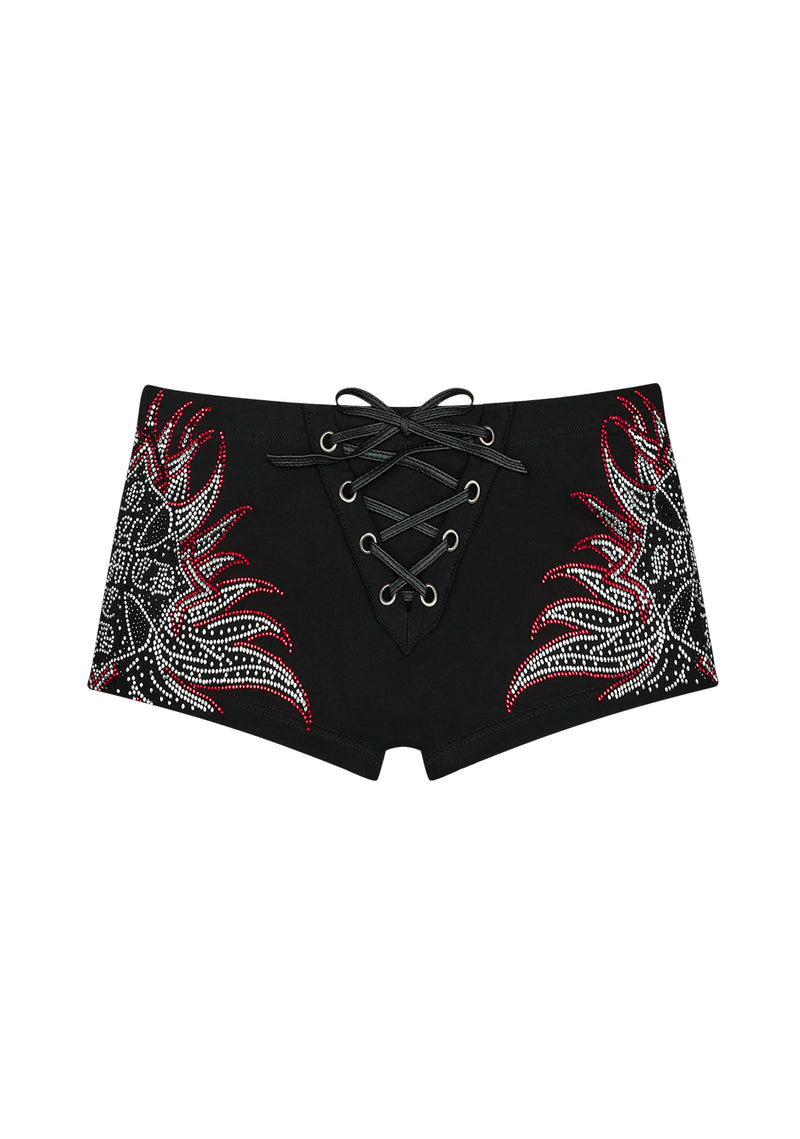 DUSK RHINESTONE HOTPANTS BLACK