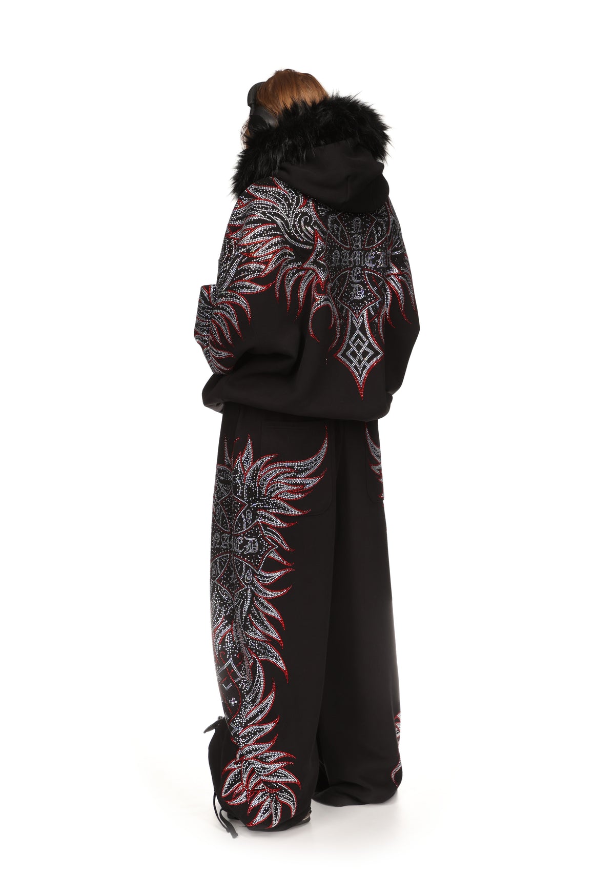DUSK RHINESTONE OVERSIZED SWEATPANTS BLACK