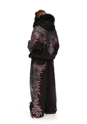 DUSK RHINESTONE OVERSIZED SWEATPANTS BLACK