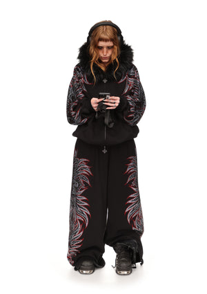 DUSK RHINESTONE OVERSIZED SWEATPANTS BLACK