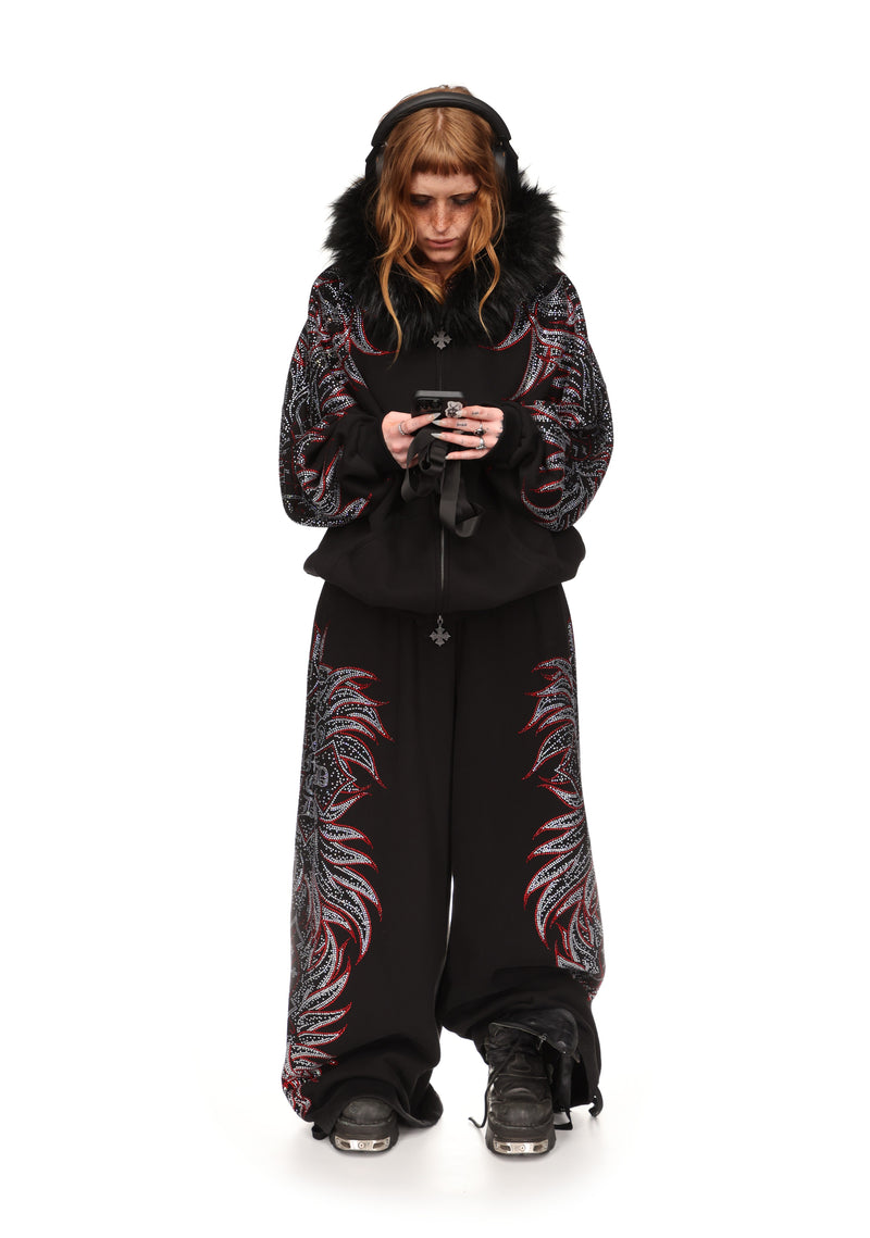 DUSK RHINESTONE OVERSIZED SWEATPANTS BLACK