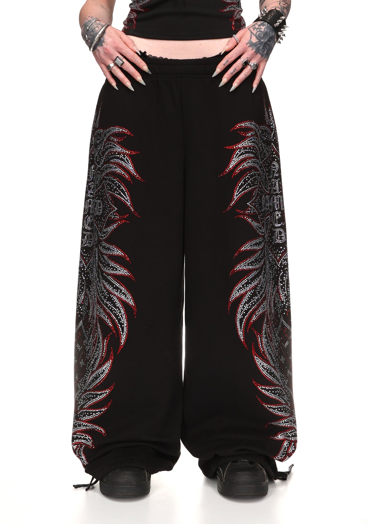 DUSK RHINESTONE OVERSIZED SWEATPANTS BLACK