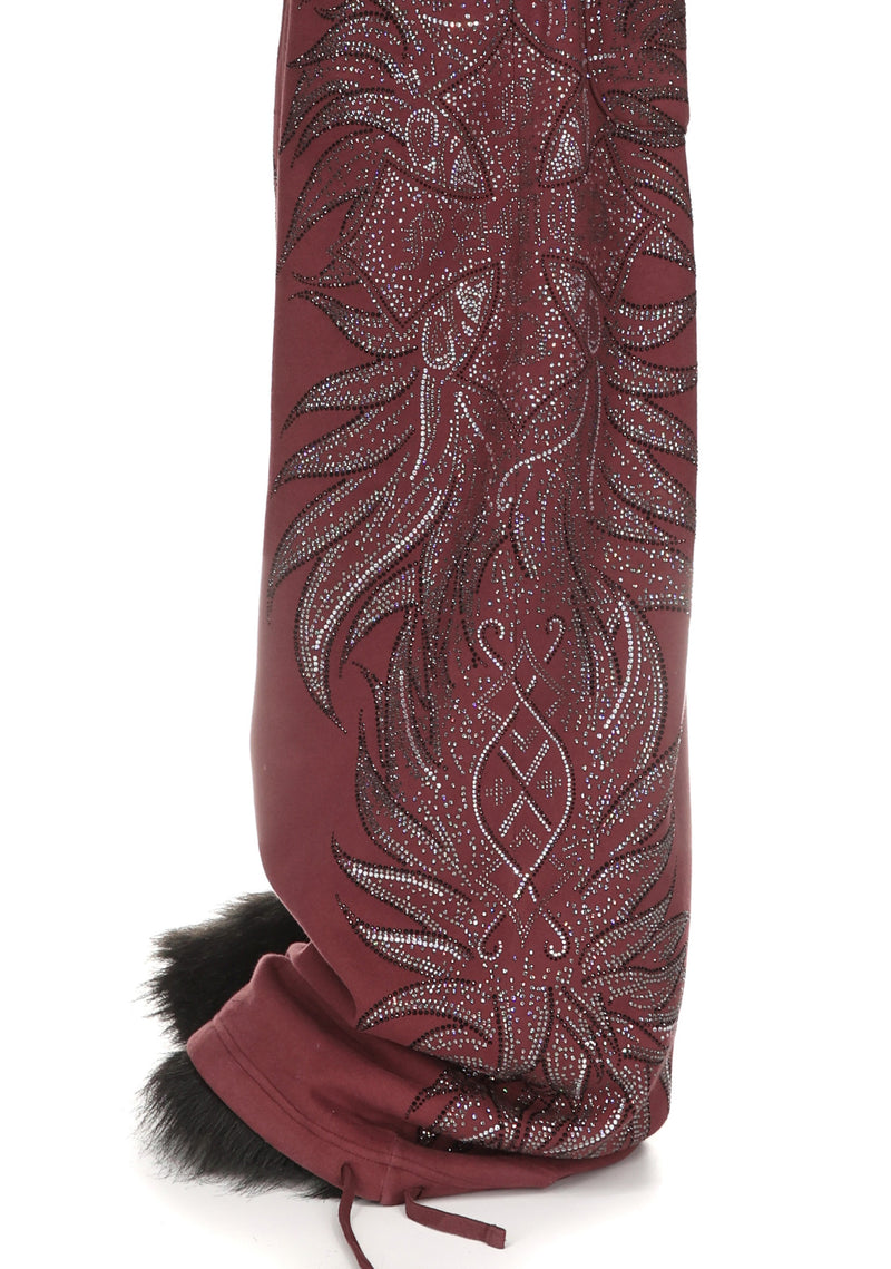 DUSK RHINESTONE OVERSIZED SWEATPANTS DARK RED