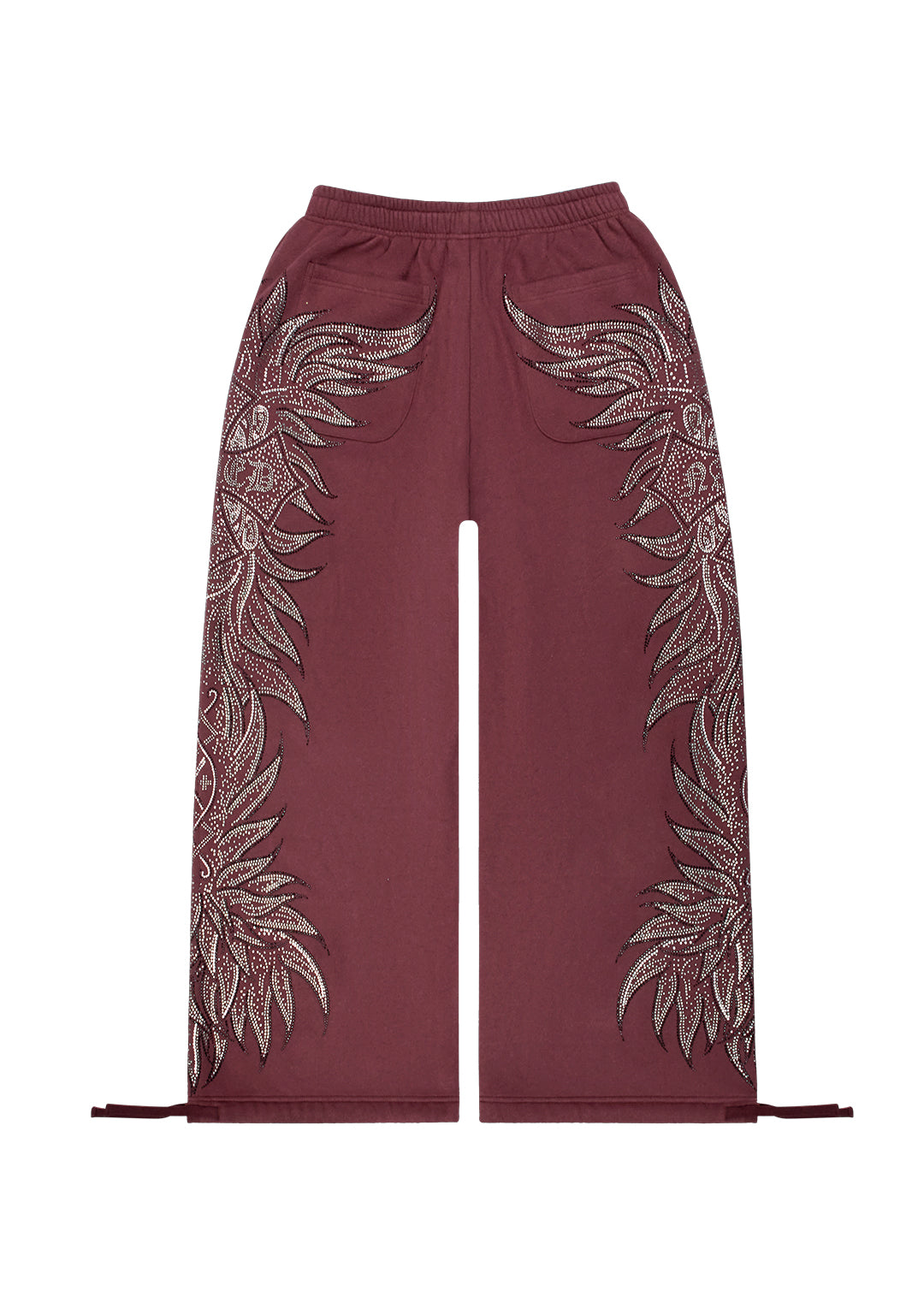 DUSK RHINESTONE OVERSIZED SWEATPANTS DARK RED