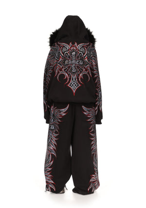 DUSK RHINESTONE ZIP HOODIE BLACK