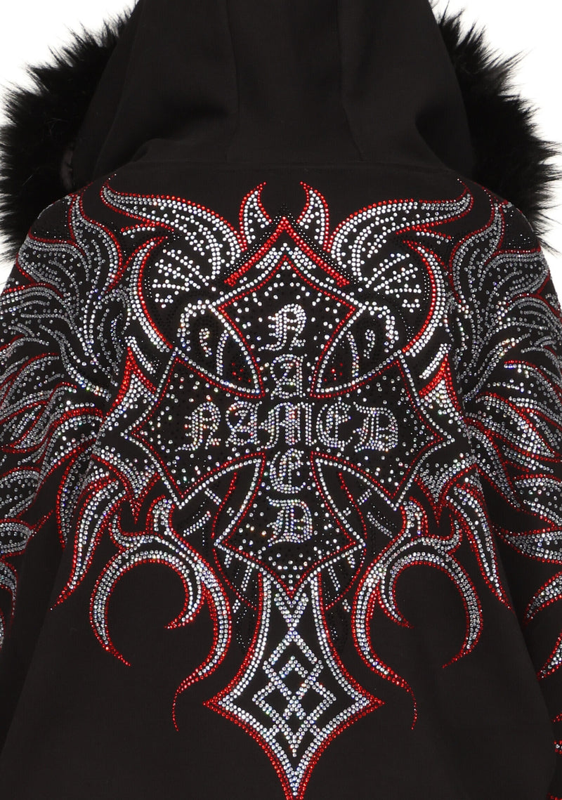 DUSK RHINESTONE ZIP HOODIE BLACK