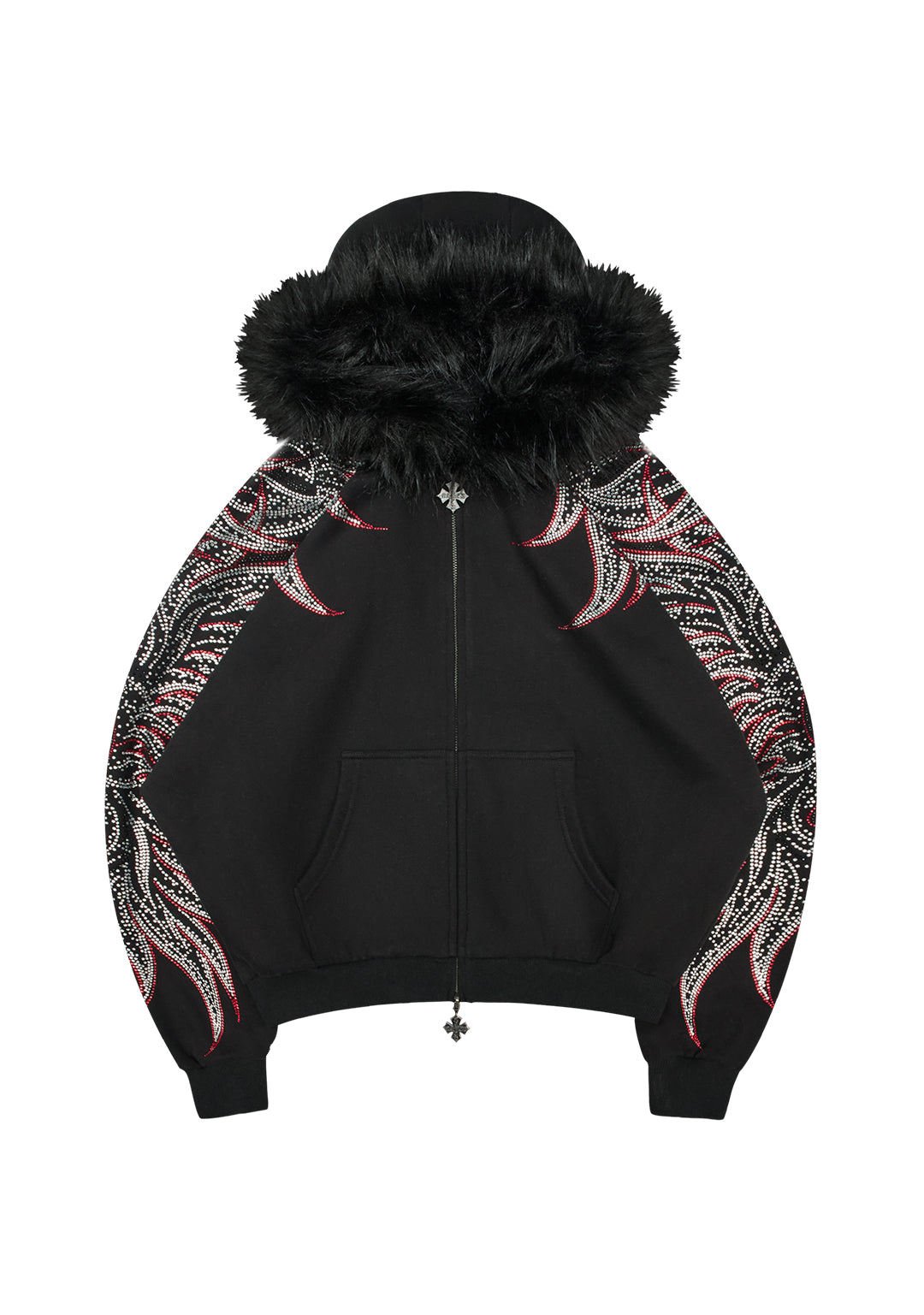DUSK RHINESTONE ZIP HOODIE BLACK