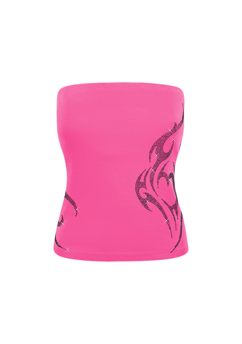 EDGE RHINESTONE TUBE TOP HOT PINK