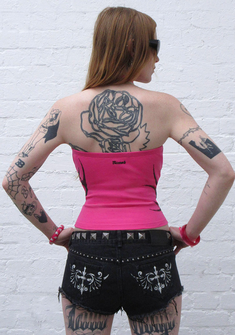 EDGE RHINESTONE TUBE TOP HOT PINK