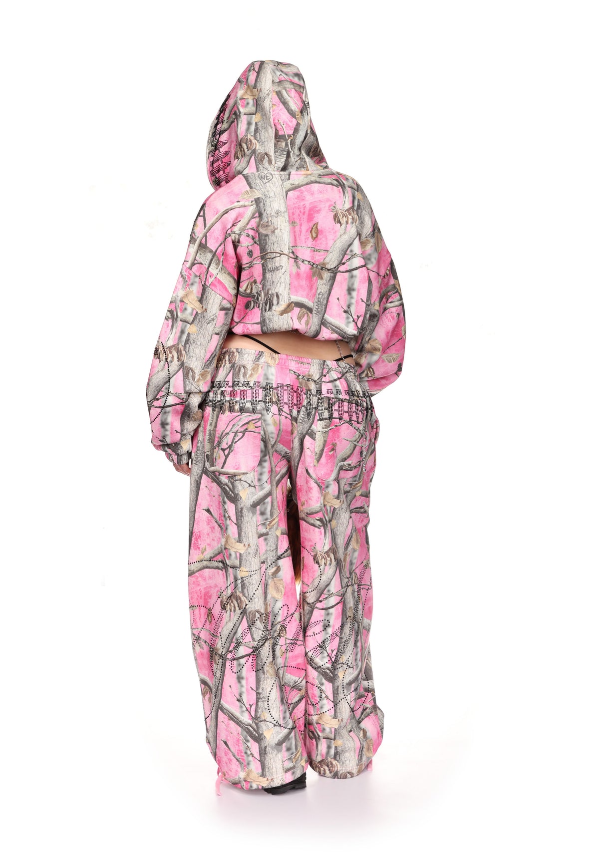 ENEMY CROP ZIP HOODIE PINK TREE CAMO