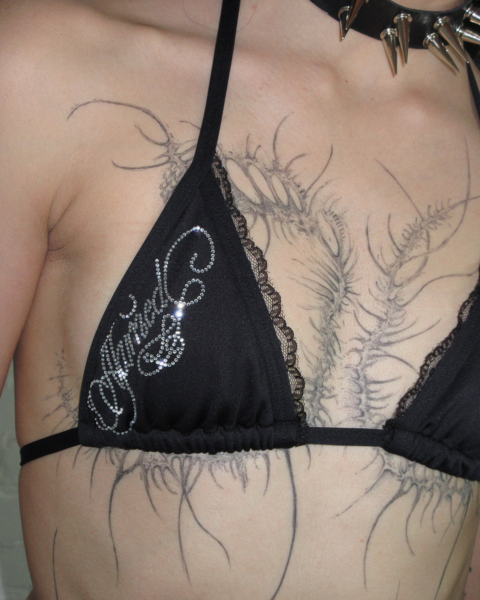 ENEMY RHINESTONE BIKINI TOP BLACK