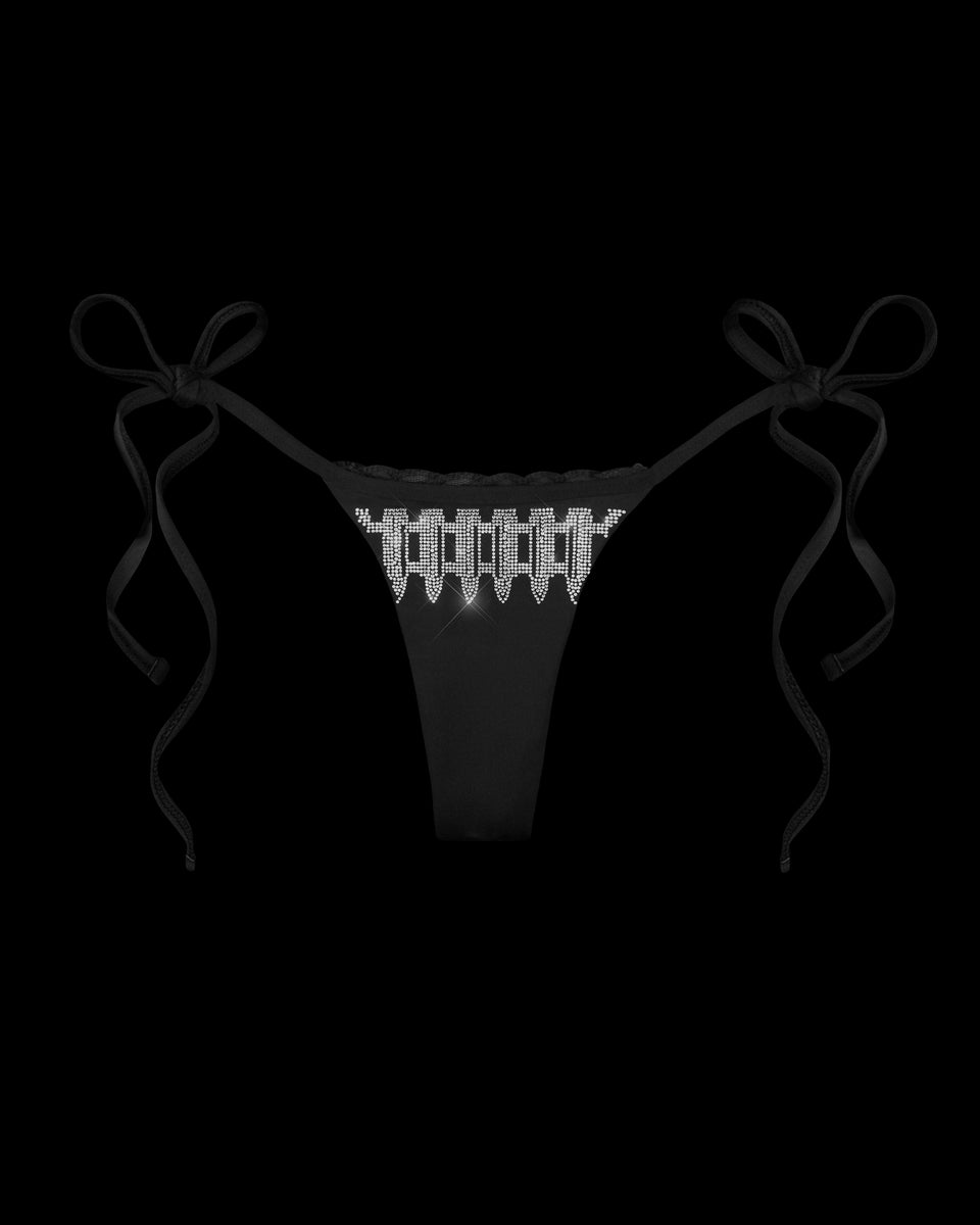 ENEMY RHINESTONE BIKINI BOTTOMS BLACK