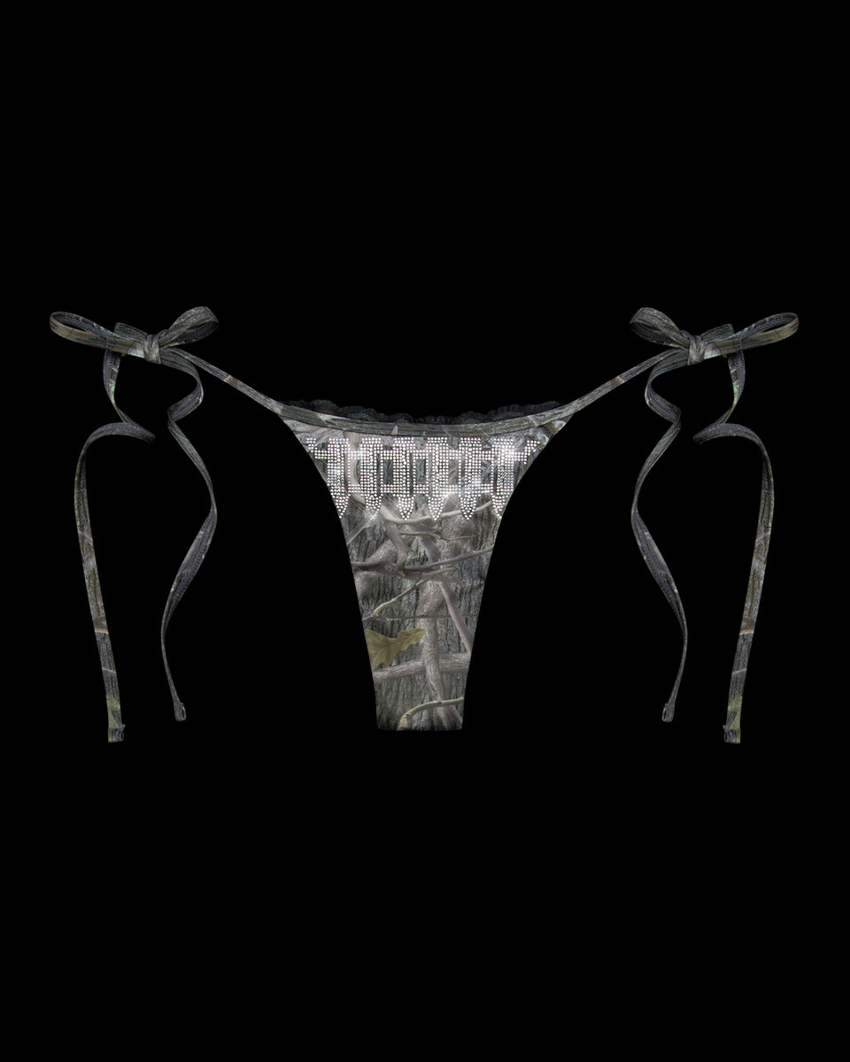 ENEMY RHINESTONE BIKINI BOTTOMS TREE CAMO