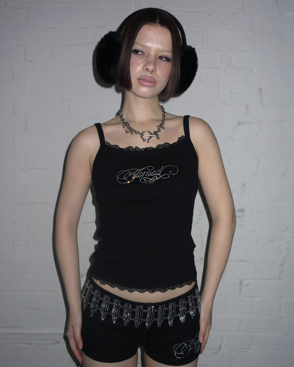 ENEMY RHINESTONE CAMI TANK BLACK