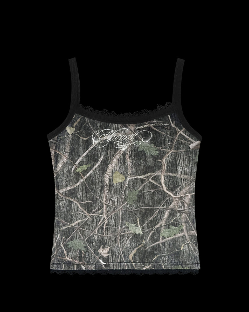 ENEMY RHINESTONE CAMI TANK TREE CAMO