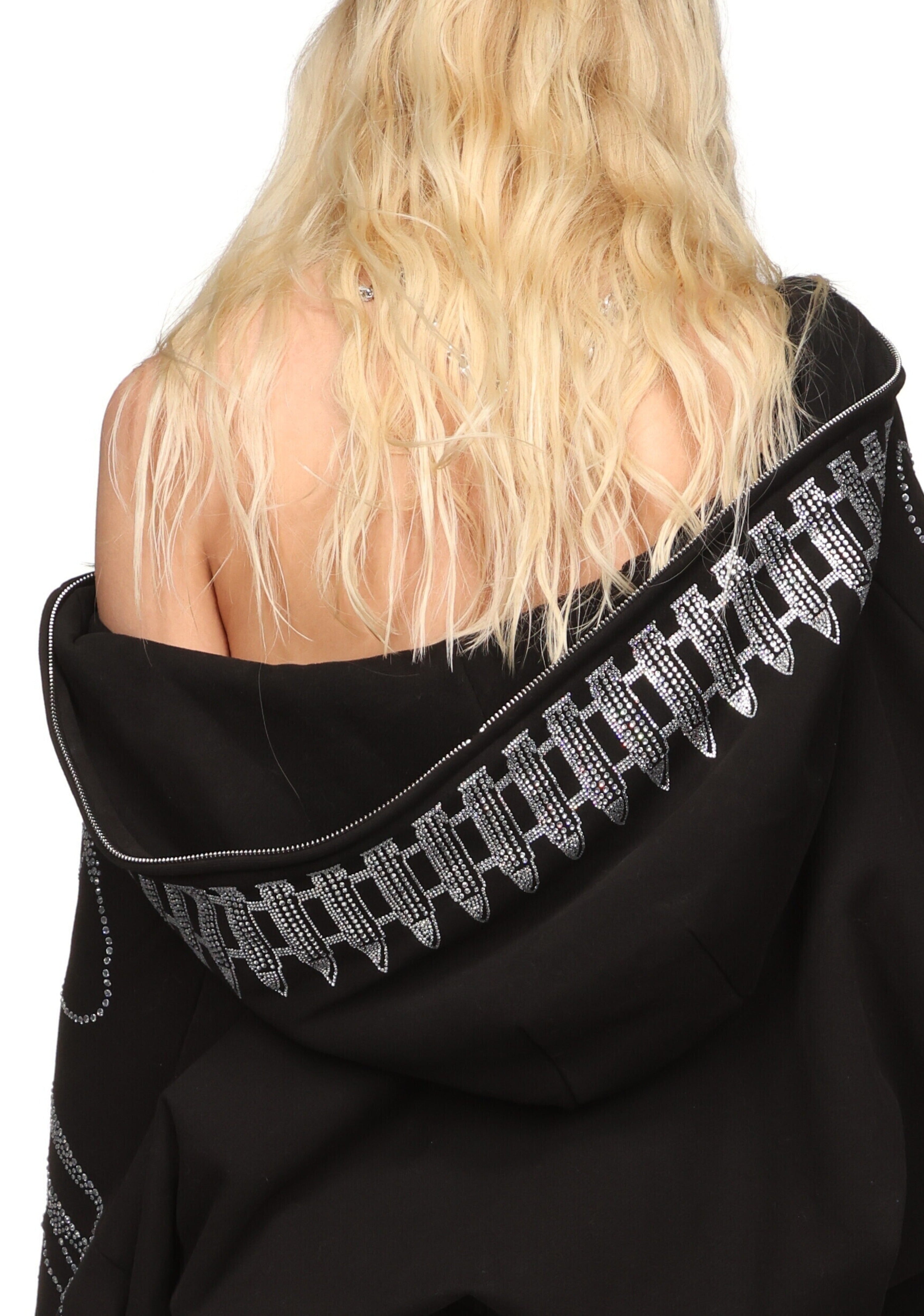 Enemy Rhinestone Crop Zip Hoodie Black – NAMED COLLECTIVE®