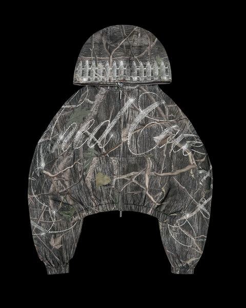 ENEMY RHINESTONE CROP ZIP HOODIE TREE CAMO – NAMED COLLECTIVE®