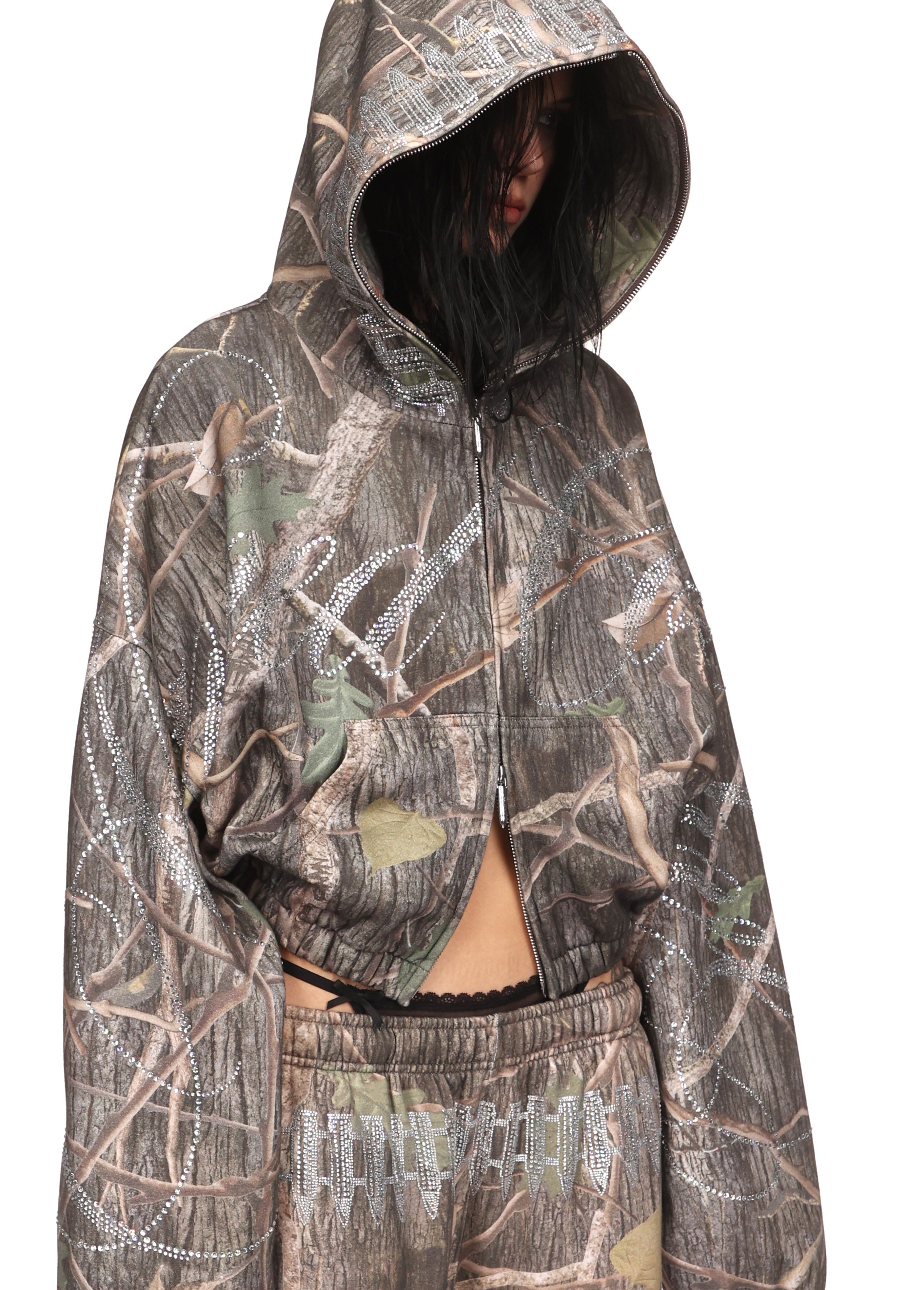 Enemy Rhinestone Crop Zip Hoodie Tree Camo – NAMED COLLECTIVE®
