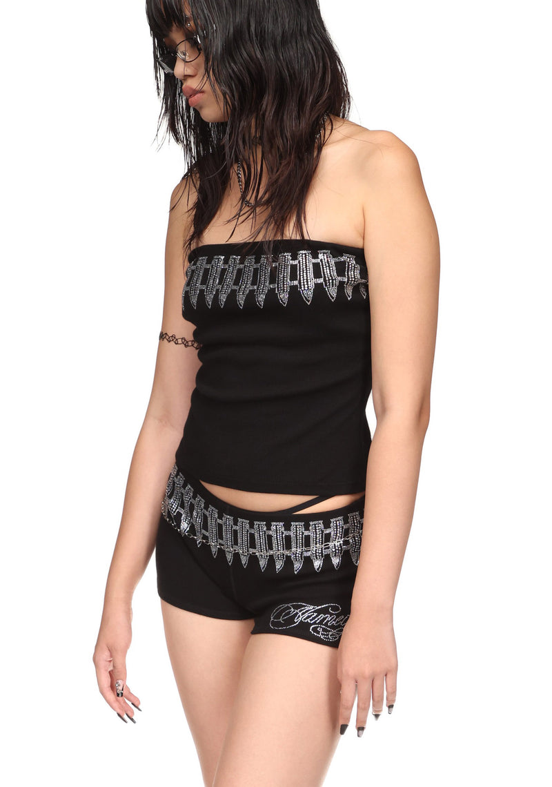 ENEMY RHINESTONE MICRO HOTPANT SHORTS BLACK