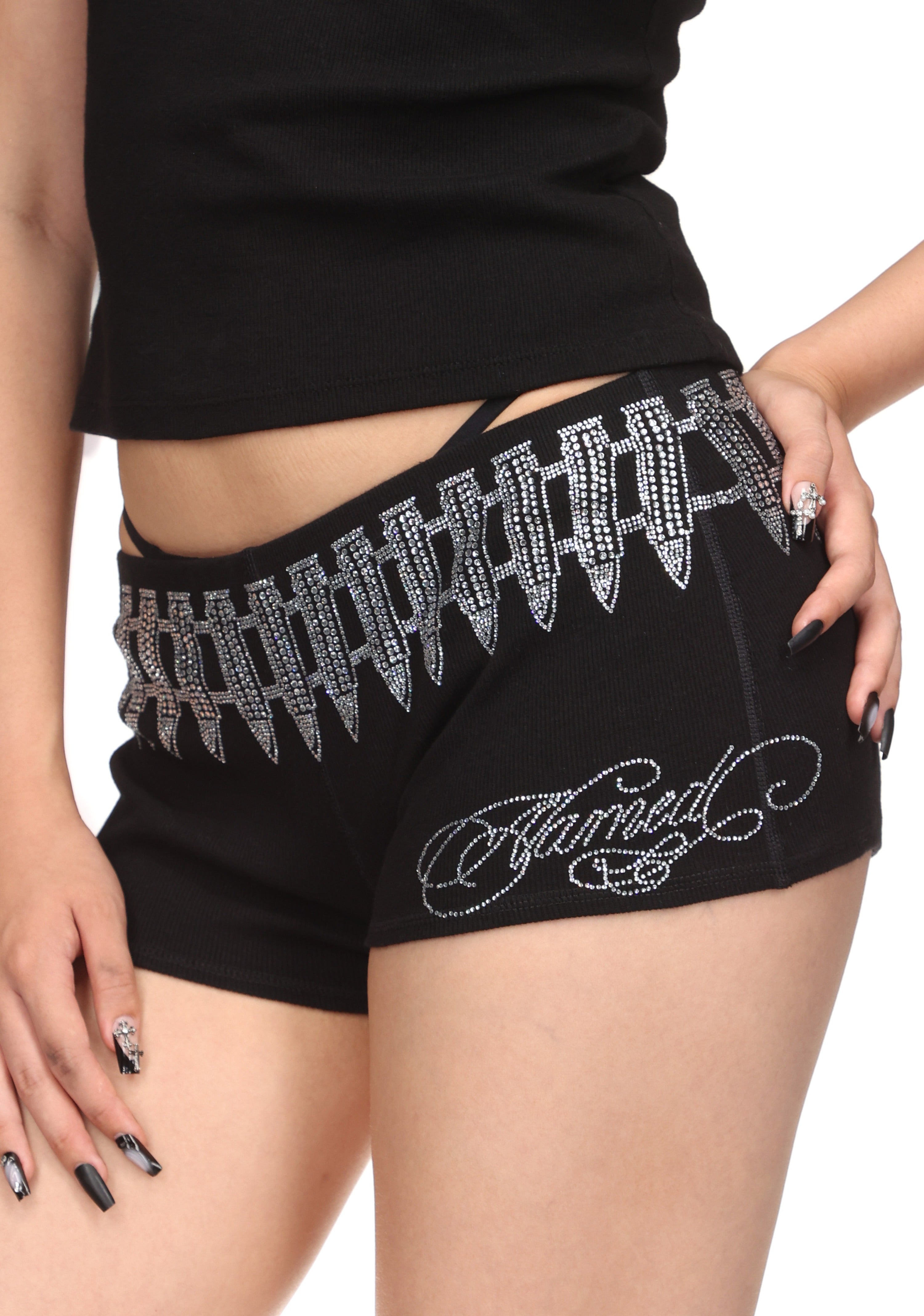 Enemy Rhinestone Micro Hotpant Shorts Black – NAMED COLLECTIVE®