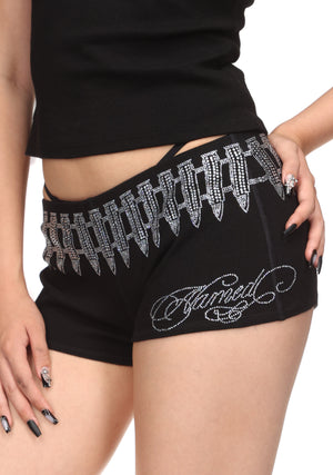 ENEMY RHINESTONE MICRO HOTPANT SHORTS BLACK