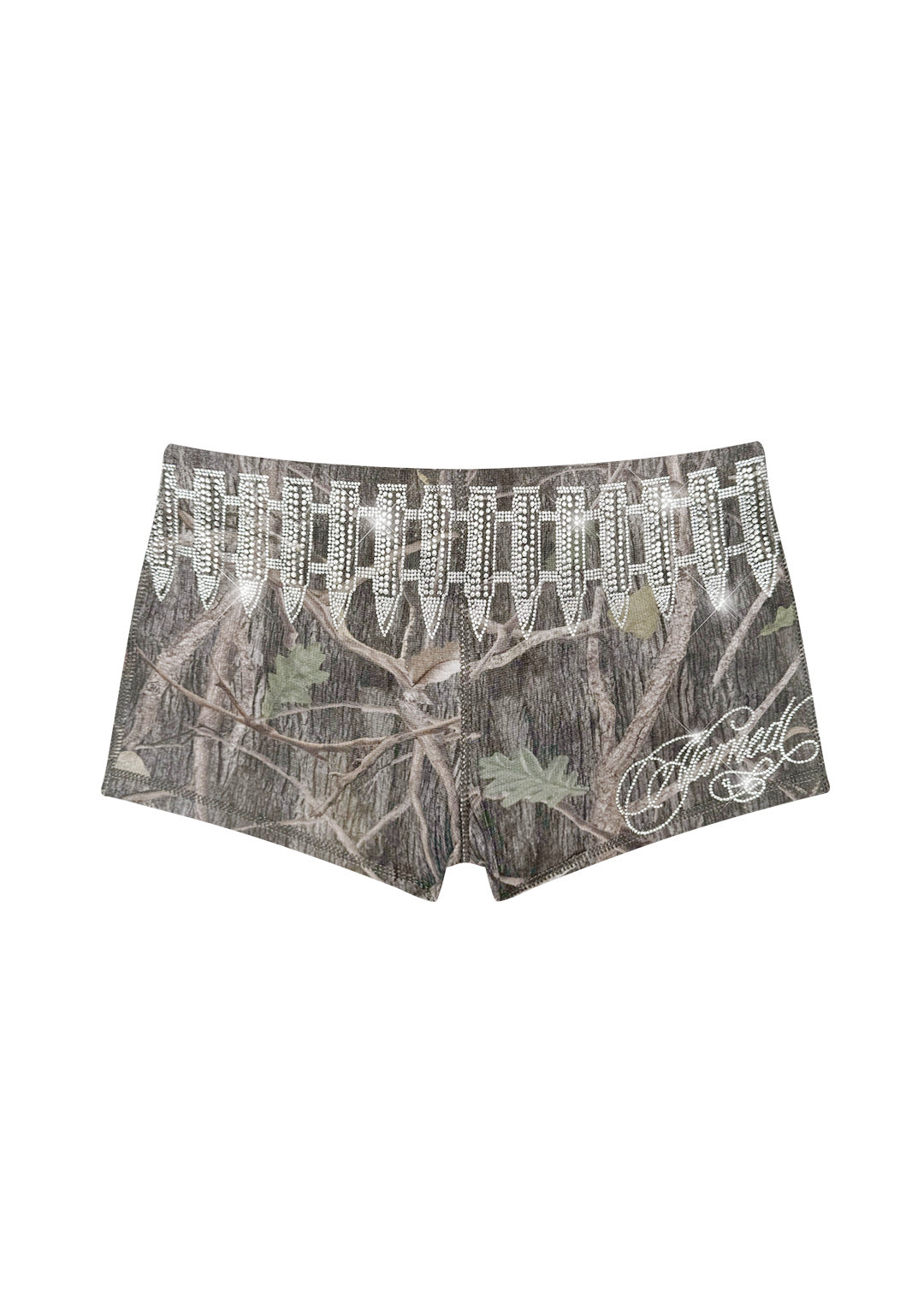 ENEMY RHINESTONE MICRO HOTPANT SHORTS TREE CAMO