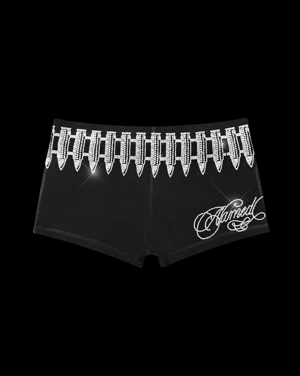 ENEMY RHINESTONE MICRO HOTPANT SHORTS BLACK