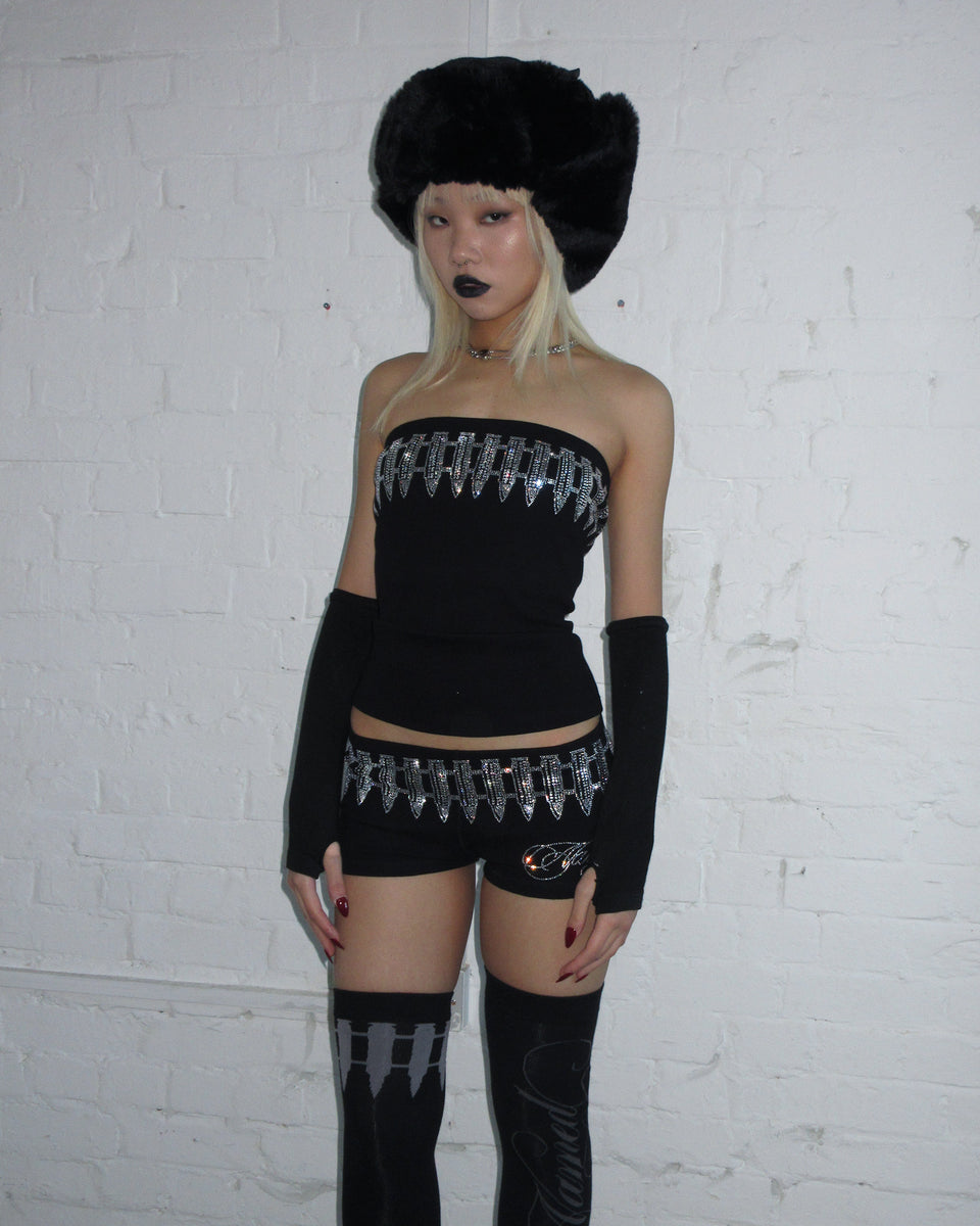 ENEMY RHINESTONE MICRO HOTPANT SHORTS BLACK