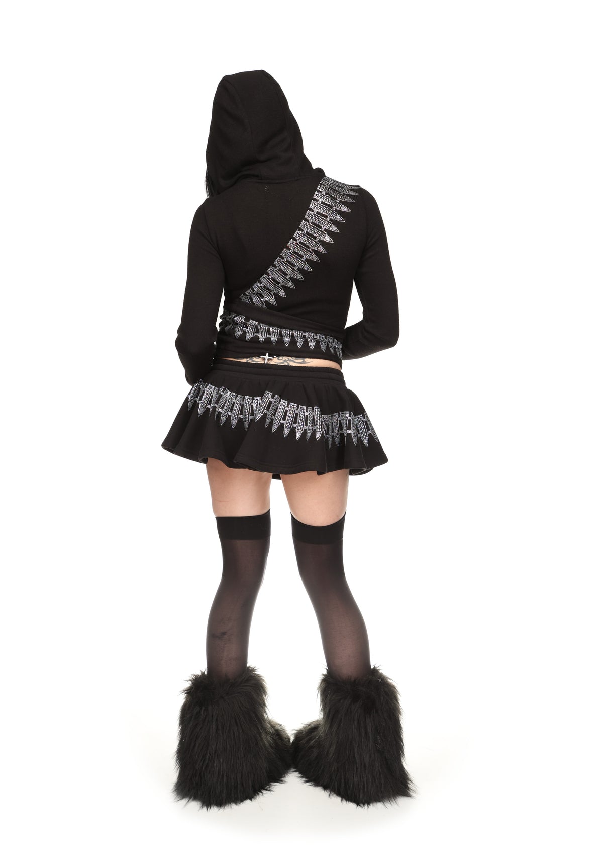 ENEMY RHINESTONE MINI SKIRT BLACK