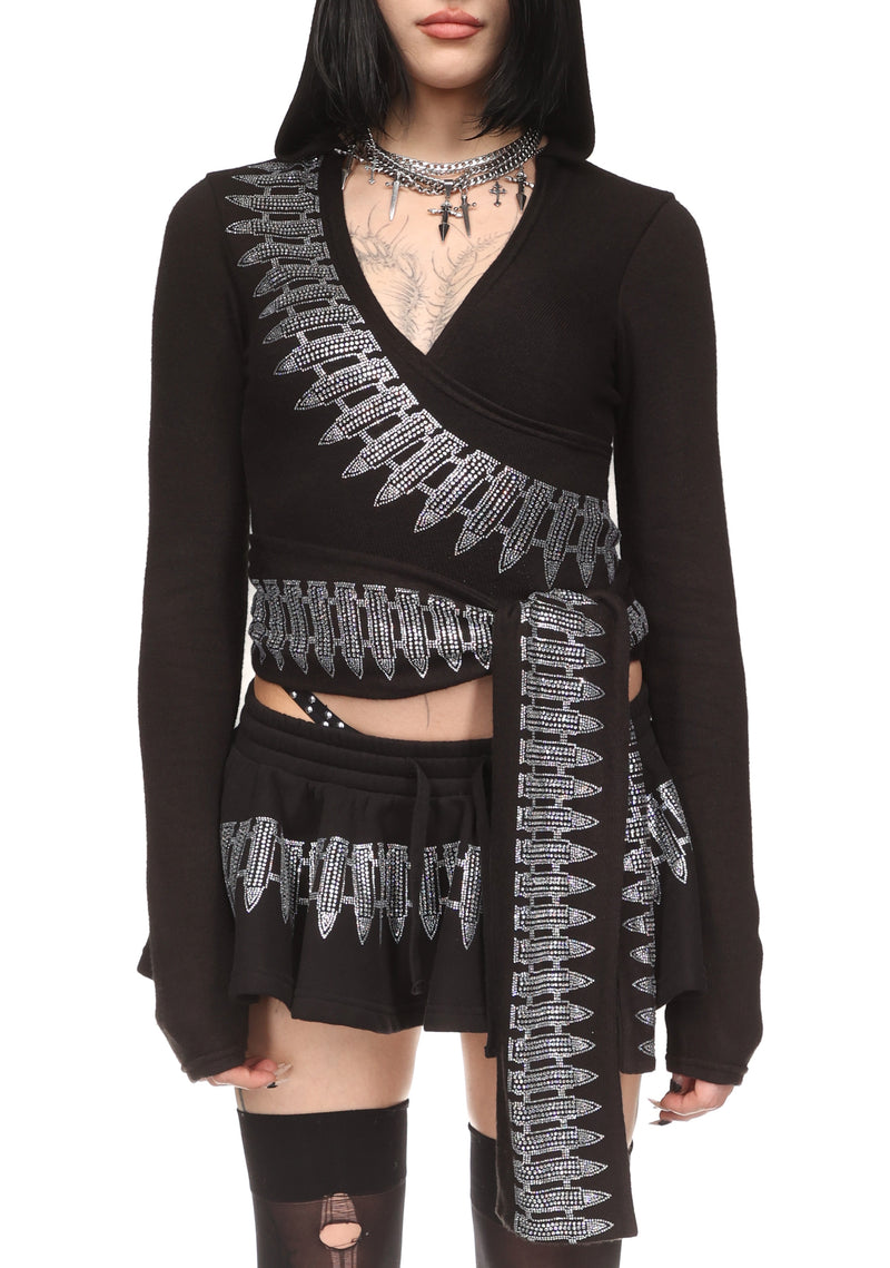 ENEMY RHINESTONE MINI SKIRT BLACK