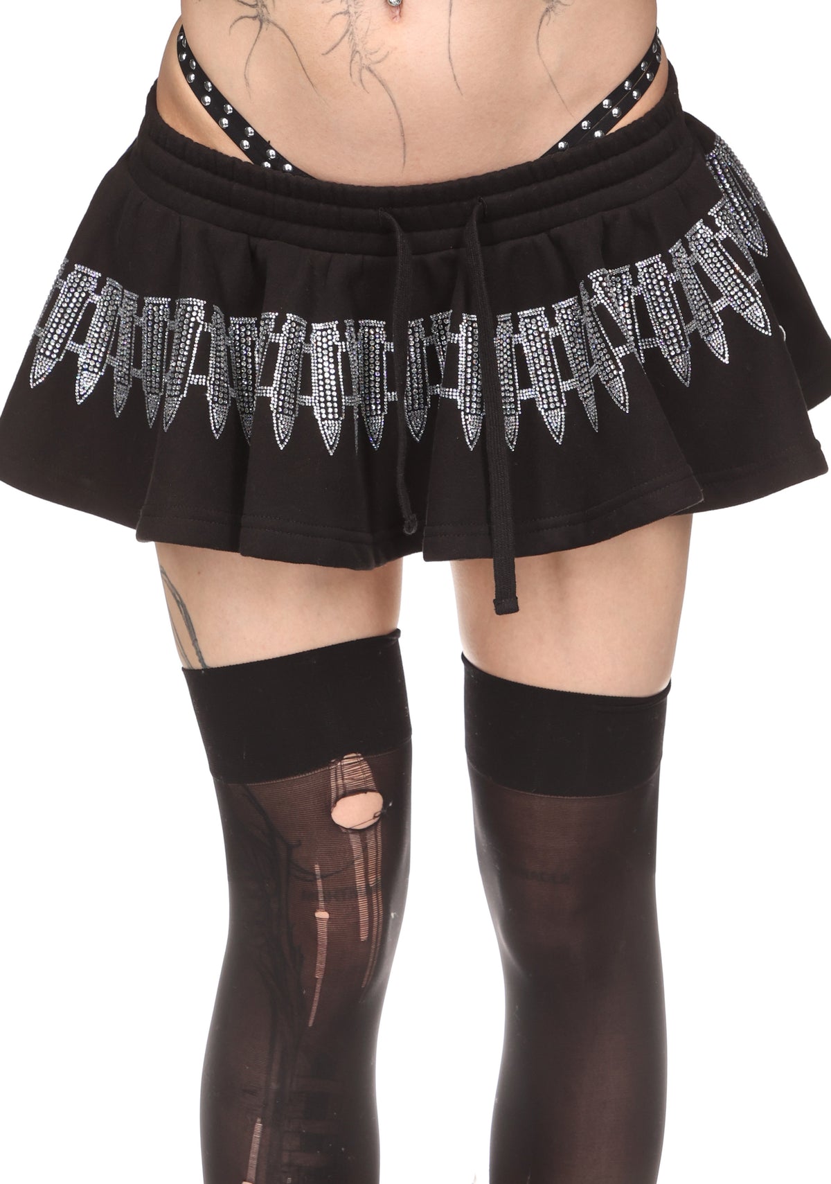 ENEMY RHINESTONE MINI SKIRT BLACK