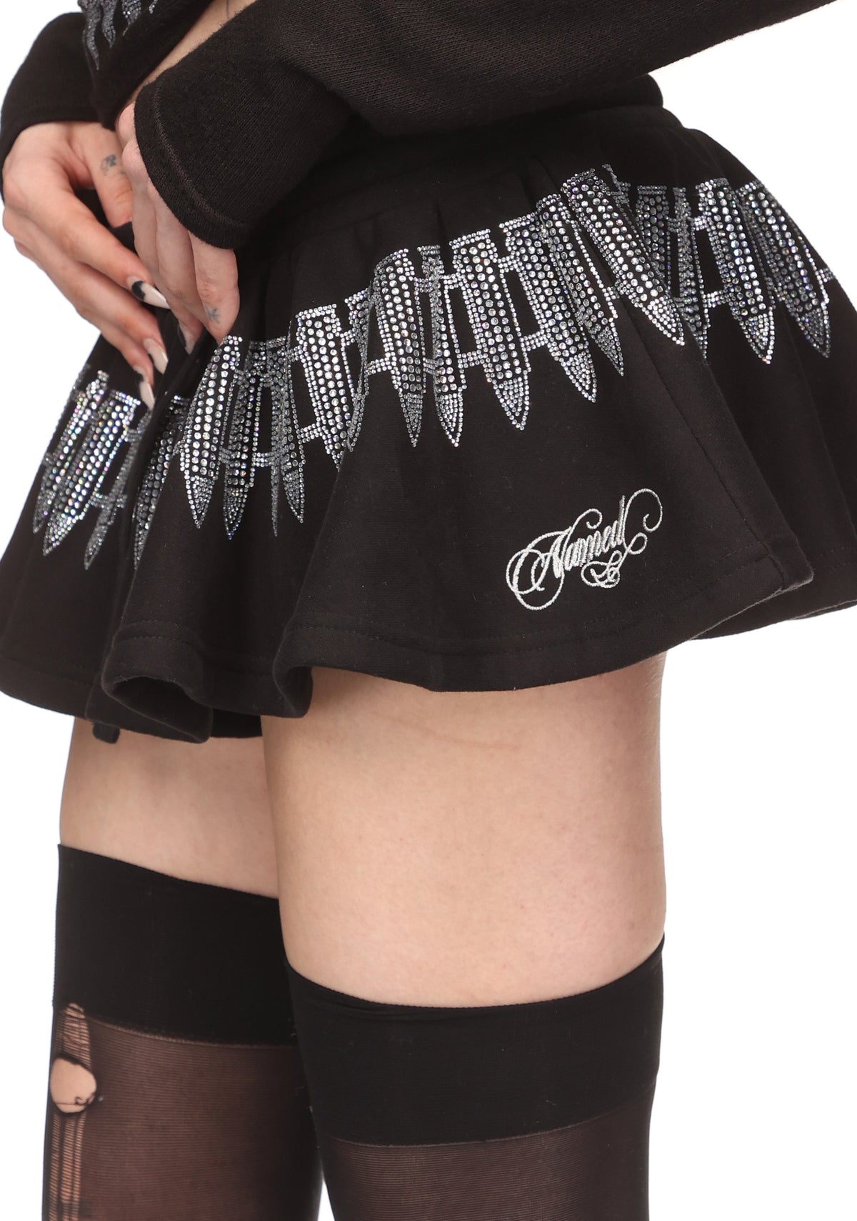ENEMY RHINESTONE MINI SKIRT BLACK