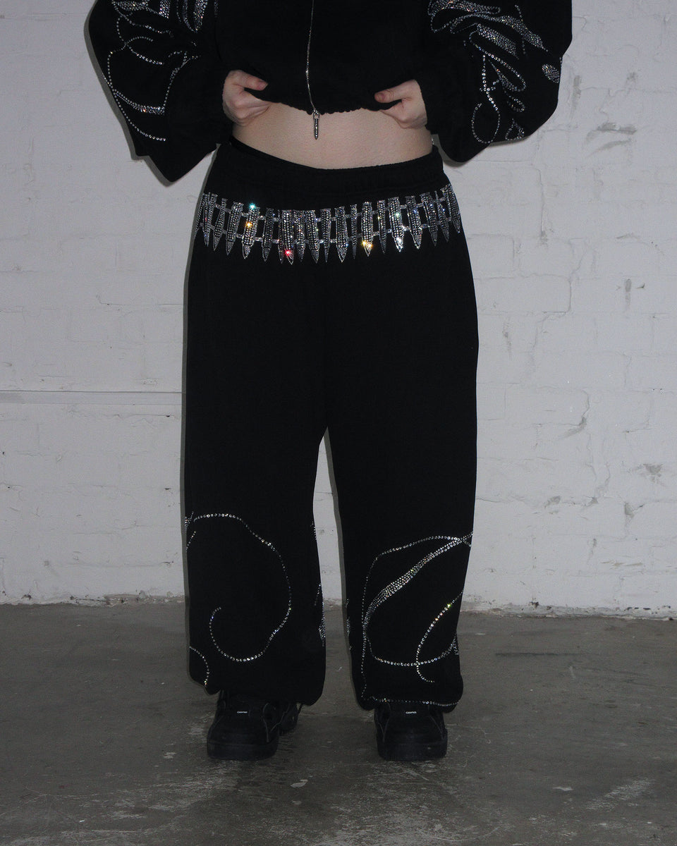 ENEMY RHINESTONE SWEATPANTS BLACK