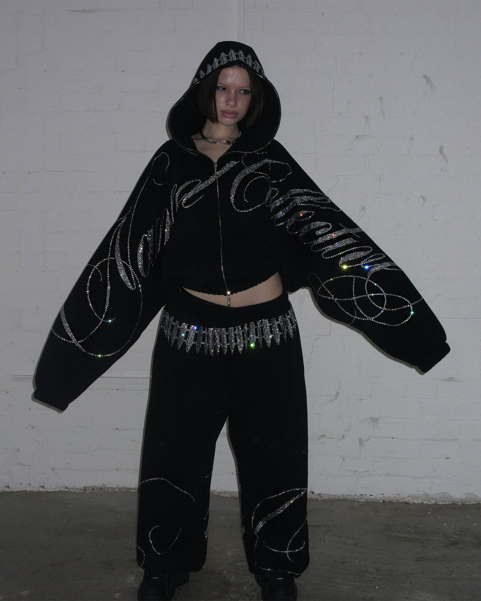 ENEMY RHINESTONE SWEATPANTS BLACK