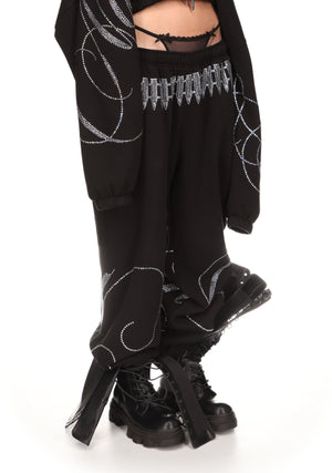 ENEMY RHINESTONE SWEATPANTS BLACK