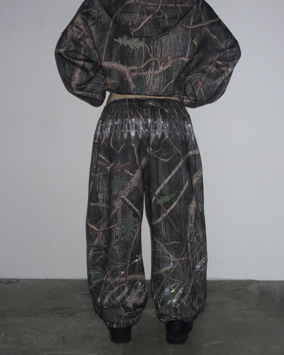 ENEMY RHINESTONE SWEATPANTS TREE CAMO