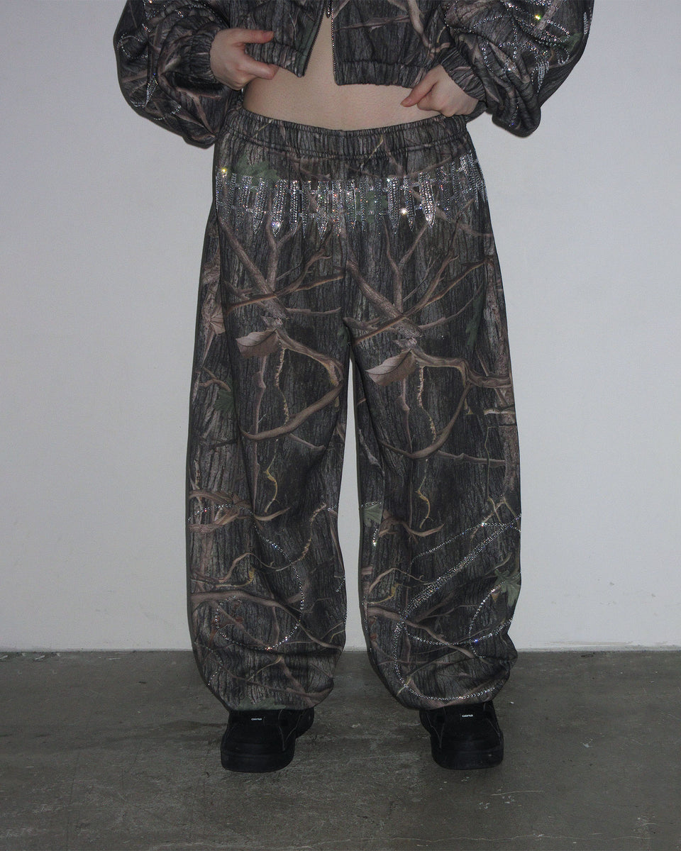 ENEMY RHINESTONE SWEATPANTS TREE CAMO