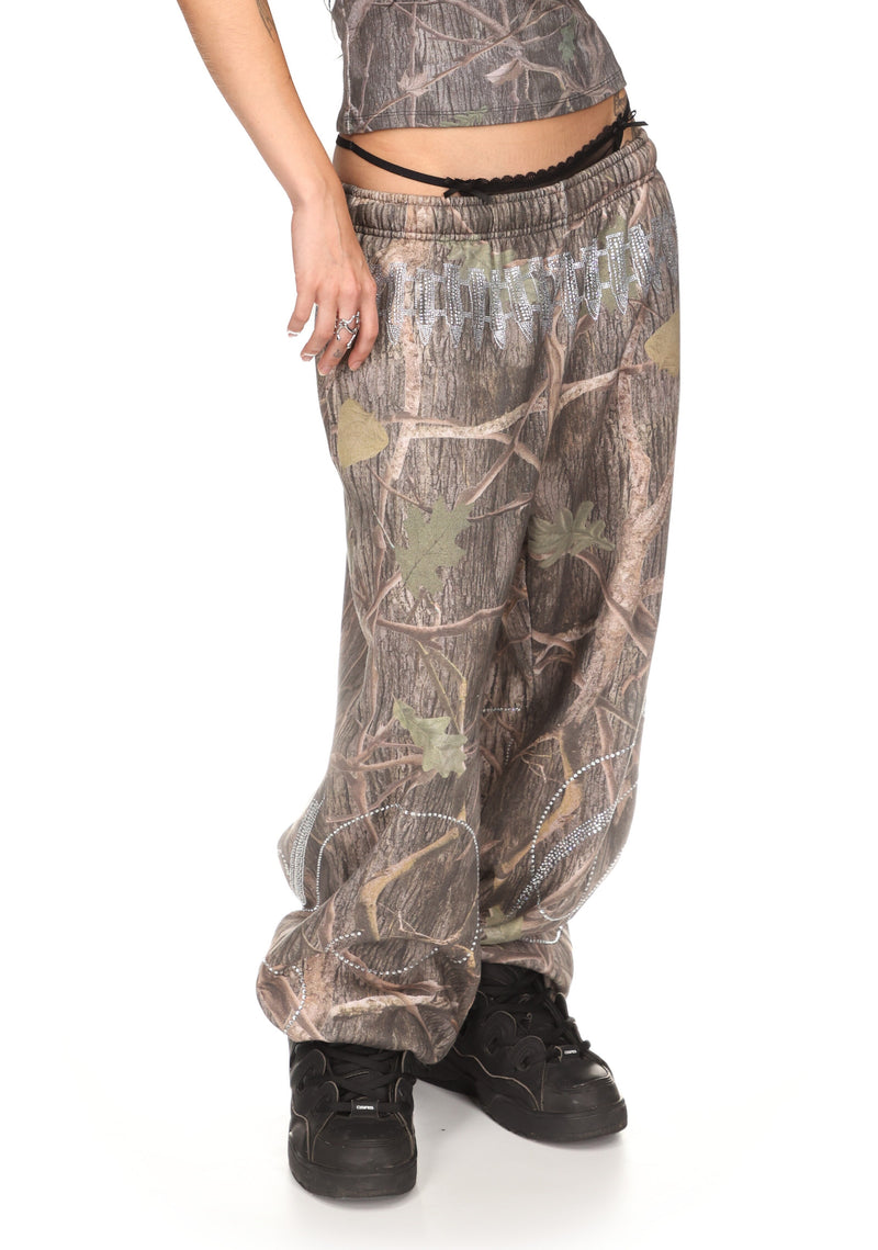 ENEMY RHINESTONE SWEATPANTS TREE CAMO