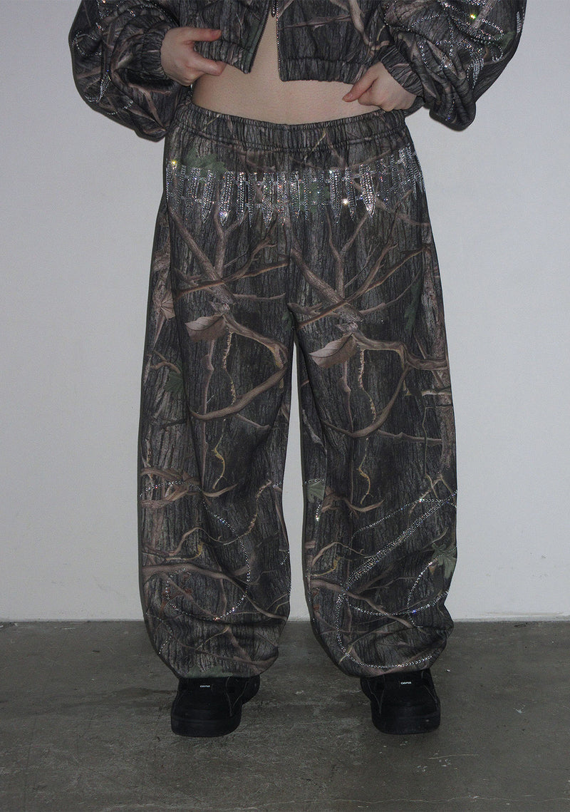 ENEMY RHINESTONE SWEATPANTS TREE CAMO